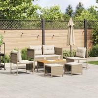 Tuinbankenset met kussen 6 pcs Beige en Crème poly rattan