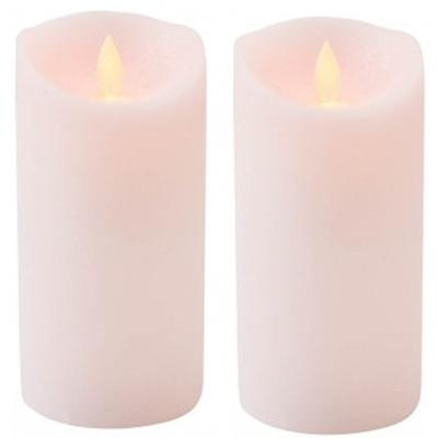 Led kaars/stompkaars - 2x - lichtroze - H15 x D7,5 cm - wax - warm wit licht - bewegende vlam Led kaars/stompkaars - 2x - lichtroze - H15 x D7,5 cm - wax - warm wit licht - bewegende vlam