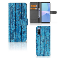 Sony Xperia 10 III Book Style Case Wood Blue - thumbnail