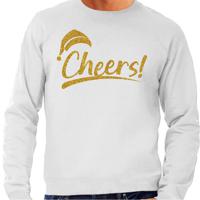 Foute Kersttrui/sweater voor heren - cheers! - grijs - glitter goud - kerstfeest