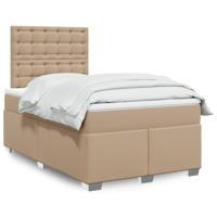 Boxspring met matras kunstleer cappuccinokleurig 120x190 cm