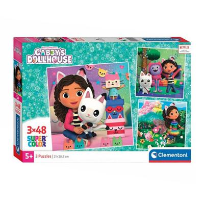 Clementoni Legpuzzel Super Color Vierkant Gabby&apos;s Poppenhuis, 3x48st.
