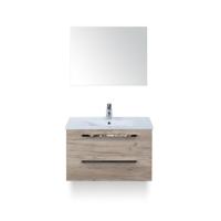 Seville Badmeubelset 80 cm - Craft Oak - Keramische Wastafel Wit Enjoy - met Spiegel