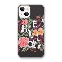 Hello in flowers: iPhone 13 mini Transparant Hoesje