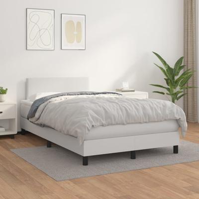 Boxspring met matras kunstleer wit 120x200 cm