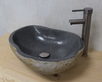 Saniclear Rivierstenen Iron waskom set met kraan in de kleur verouderd ijzer compleet - thumbnail