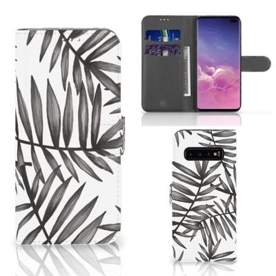 Samsung Galaxy S10 Plus Hoesje Leaves Grey Samsung Galaxy S10 Plus Hoesje Leaves Grey