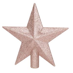 Decoris kerstboom piek - ster vorm - lichtroze - glitter - 19 cm - kunststof - kerstpiek