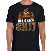 Funny emoticon t-shirt this is heavy shit zwart voor heren