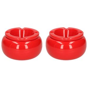 2x stuks Ronde stormasbakken rood 11 cm