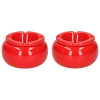 2x stuks Ronde stormasbakken rood 11 cm