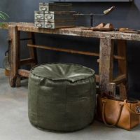 Shabbies Poef Ginger Africa Leder - 5 kleuren - thumbnail