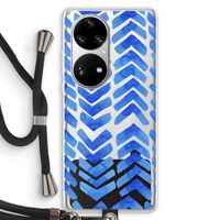 Blauwe pijlen: Huawei P50 Pro Transparant Hoesje met koord