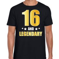 16 and legendary verjaardag cadeau t-shirt goud 16 jaar zwart voor heren 2XL  - - thumbnail