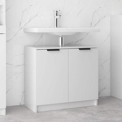 Badkamerkast 64,5x33,5x59 cm bewerkt hout hoogglans wit