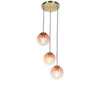 QAZQA Art deco hanglamp messing 45 cm 3-lichts roze - Pallon - thumbnail