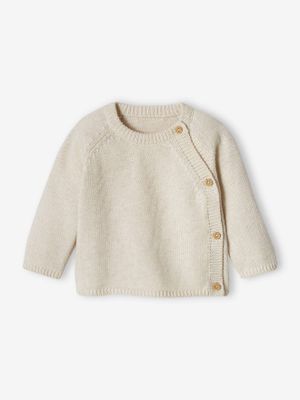 Babytrui van tricot met opening aan de voorkant gemêleerd beige