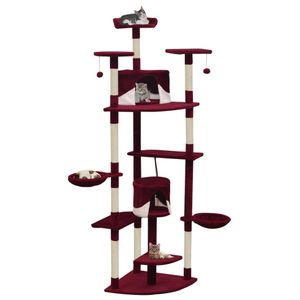 VidaXL Kattenkrabpaal met sisal krabpalen 203 cm rood en wit