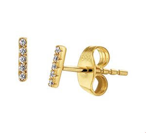 TFT Oorknoppen Balkje Diamant 0.04ct (2x0.02ct) H P1 Geelgoud 5.5 x 1.2 mm