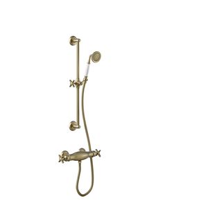 Douchekraan Tres Clasic Thermostatisch Set Incl. Glijstang en Handdouche Verouderd Messing Mat