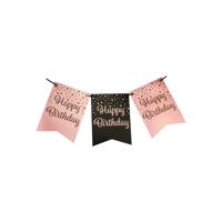 Paperdreams Party Flag Banner Roze/zwart - Happy Birthday - thumbnail