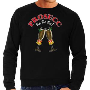 Foute Kersttrui/sweater voor heren - prosecco - zwart - ho ho ho - kerstborrel