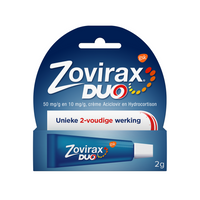 Zovirax DUO Koortslip crème, Aciclovir 50mg/g en Hydrocortison 10mg/g - thumbnail