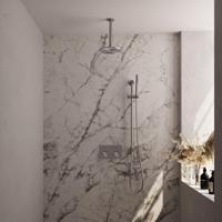 Brauer Brushed Carving Thermostatische Regendoucheset Inbouw - Hoofddouche 20 cm - Met Drukknoppen - Handdouche Staaf - Doucheslang - Geintegreerde Glijstang - Rvs