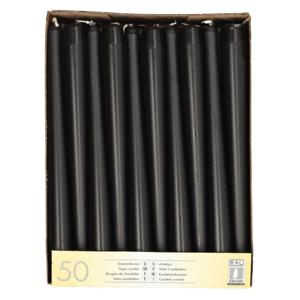 Dinerkaarsen/kandelaarkaarsen Mega pack - 50x stuks - zwart - Gotisch - 25 cm