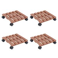 Plantentrolleys 4 st 30x30x7,5 cm HKC bruin