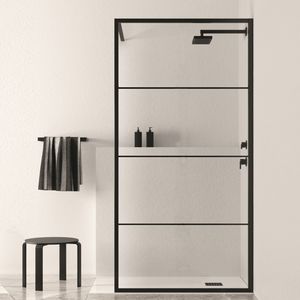 BWS Douchewand Black Line | Nano Glas | Mat Zwart Raster | Inloopdouche (Alle maten)