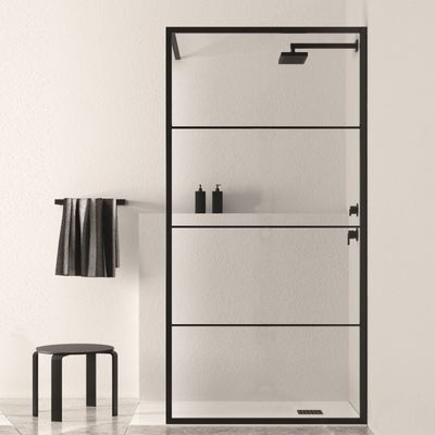 Inloopdouche BWS Black Line 70x200 cm 8mm NANO Glas Mat Zwart Raster