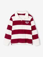 Polo met strepen, geverfd garen, jongen bordeauxrood