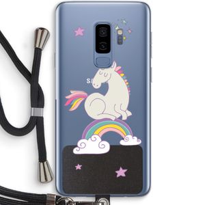 Regenboog eenhoorn: Samsung Galaxy S9 Plus Transparant Hoesje met koord