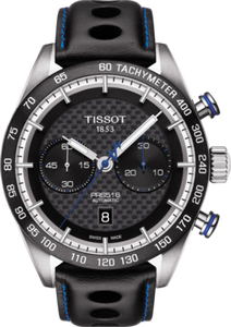 Horlogeband Tissot T1004271620101 / T610044077 Leder Zwart 22mm