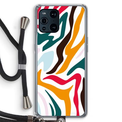 Colored Zebra: Oppo Find X3 Pro Transparant Hoesje met koord