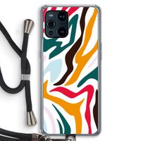 Colored Zebra: Oppo Find X3 Pro Transparant Hoesje met koord