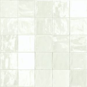 Wandtegel Marokkaans wit Sartoria Tsquare 15x15cm first snow glans gerectificeerd