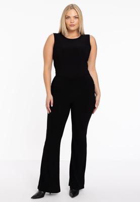 Yoek Pantalon met tailleband flare | Zwart | Maat 38/40