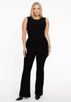 Yoek Pantalon met tailleband flare | Zwart | Maat 58/60