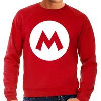Italiaanse Mario loodgieter carnaval verkleed sweater rood voor heren 2XL  - - thumbnail