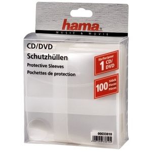 Hama CD/DVD Protective Sleeves, Pack of 100 100 schijven Transparant