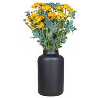 Bloemenvaas Milan - mat zwart glas - D15 x H25 cm - melkbus vaas met smalle hals   -