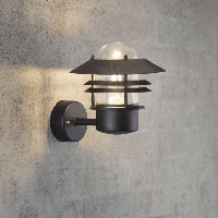 Wandlamp zwart Nordlux &apos;Blokhus&apos; zwart voordeur lamp up lighter E27 fitting - thumbnail