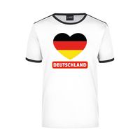 Deutschland wit/zwart ringer t-shirt Duitsland vlag in hart voor heren