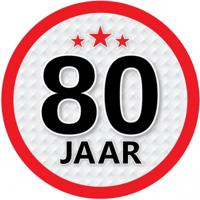 80 jaar leeftijd sticker - rond - Dia 15 cm - 80 jaar verjaardag - jubileum - leeftijd versiering