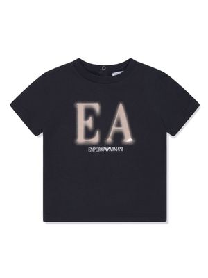 Emporio Armani Kids Katoenen T-shirt met logoprint - Blauw