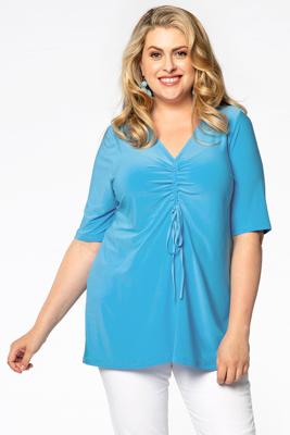 Yoek Shirt met strik relax | Blauw | Maat 58/60