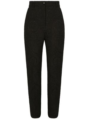 Dolce & Gabbana pantalon en jacquard à taille haute - Noir