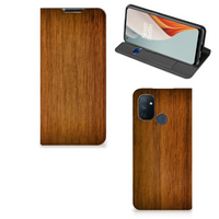 OnePlus Nord N100 Book Wallet Case Donker Hout
